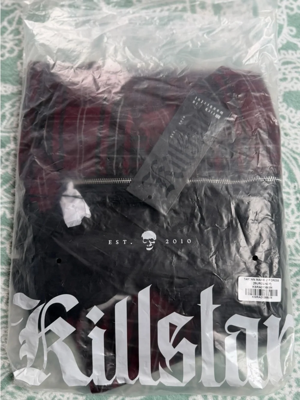 KILLSTAR Black and Burgundy Plaid Dress with Zipper Size M New With Tags - Picture 9 of 9